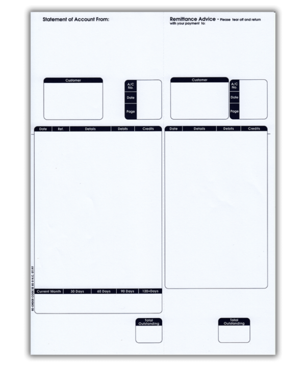 SE85S Custom Forms Sage 1-Part A4 Laser Statements 90gsm